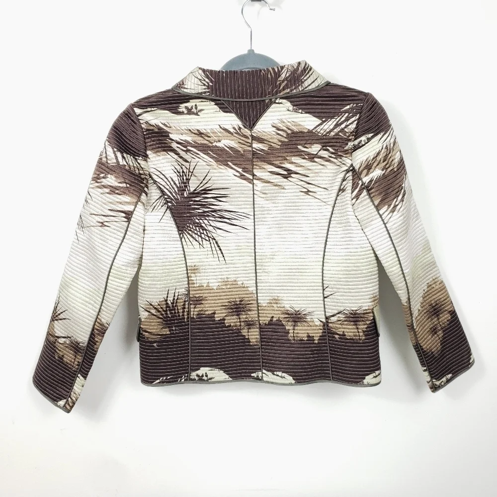 Proenza Schouler 100% silk palm tree print evening Jacket size 4 - Picture 5 of 10